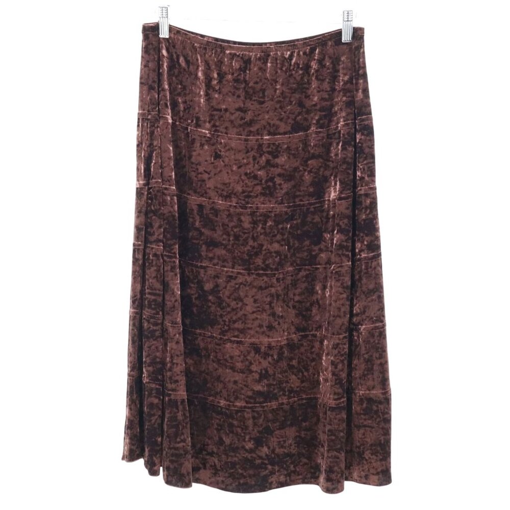I.N. Studio Velvet Skirt Womens PL Brown Dark Academia Romantic Boho Retro‎ 70s